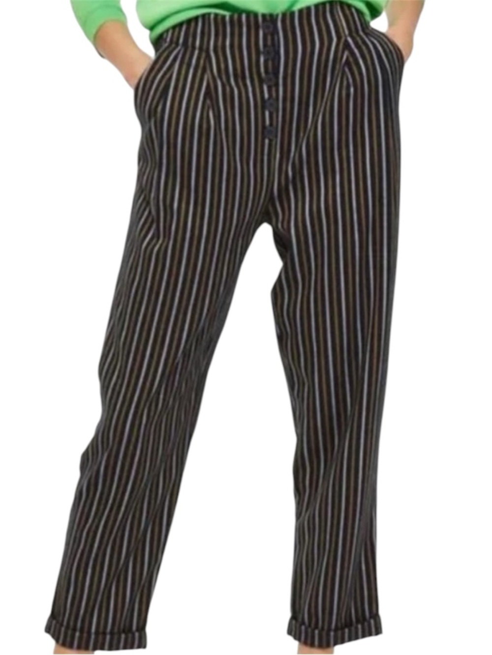 Topshop High Waisted Multicolor Pinstripe Trousers